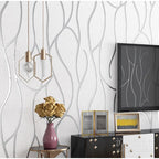 Background Wallpaper Room Decoration 53cm Wall Stickers Thickened Bedroom Curve Stripes Moisture-proof Non-woven European Modern Lootquake LLC