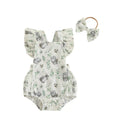 Toddler Girls 3Pcs Spring Outfits Floral Ruffle Sleeveless Romper Shorts Headband Set Baby Clothes Easter Costume Lootquake LLC