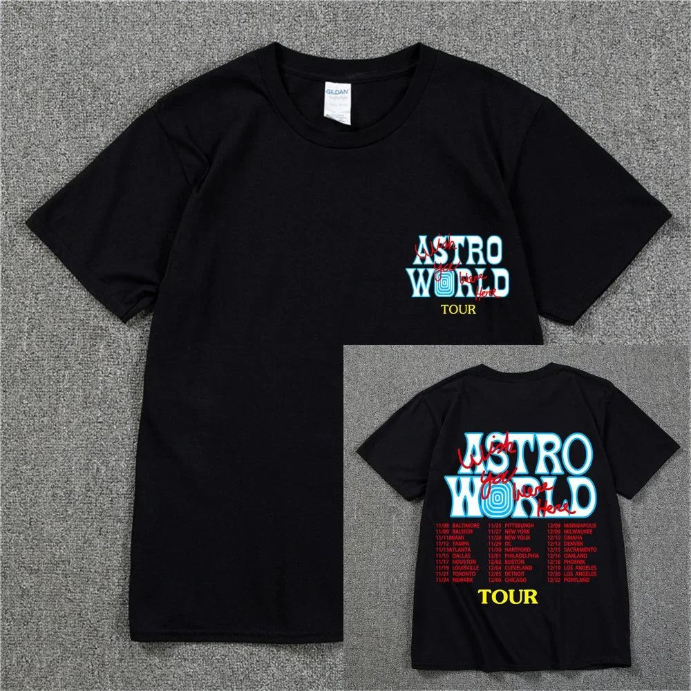 New Summer Hip Hop T Shirt Men Women Cactus Jack Harajuku T-Shirts WISH YOU WERE HERE Letter Print Tee Tops Lootquake LLC