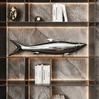 Stainless steel fish sculpture, outdoor lawn, pool, landscape decoration, mirror, crafts
