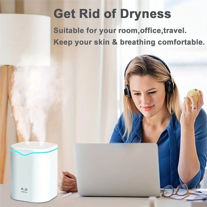 2000ml Air Humidifier Double spray Mist nozzle Cool Mist Large capacity Colorful Night Light usb H2O Air Diffuser Humidifier