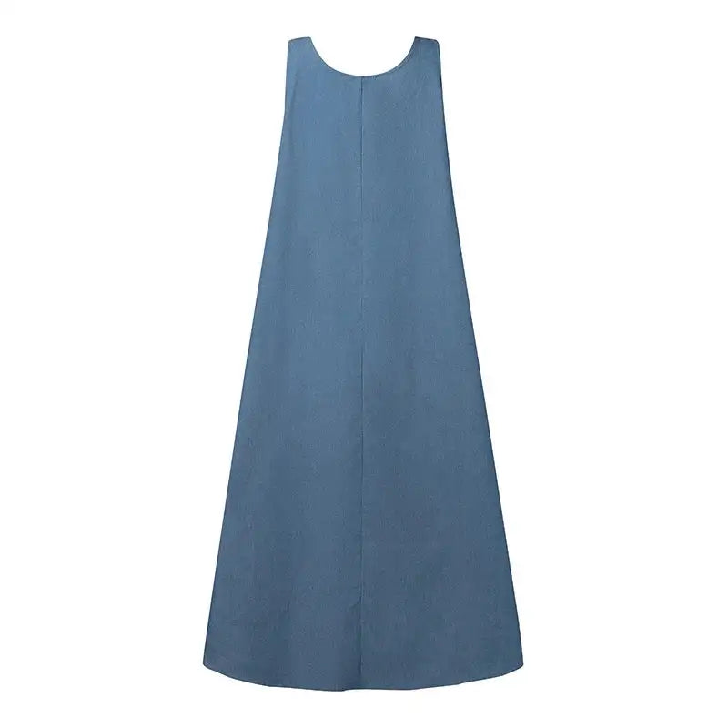 Summer Muslim Long Dress Abaya ZANZEA Women Vintage Sleeveless Denim Blue Maxi Vestidos Dubai Robe Casual Loose Ramadan Sundress