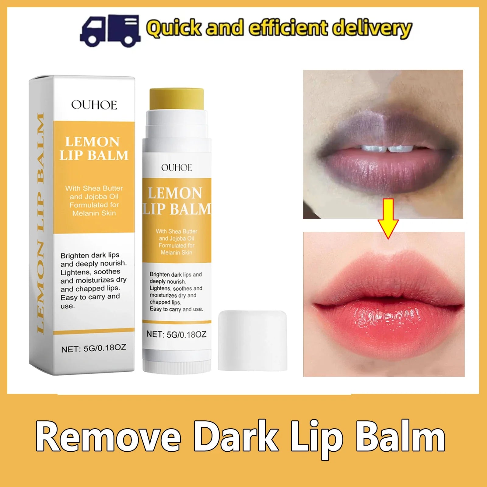 Vitamin C Remove Dark Lip Balm Lighten Melanin Lip Mask Exfoliating Fade Lip Lines Dead Skin Moisturize Brighten Repair Lip Care Lootquake LLC