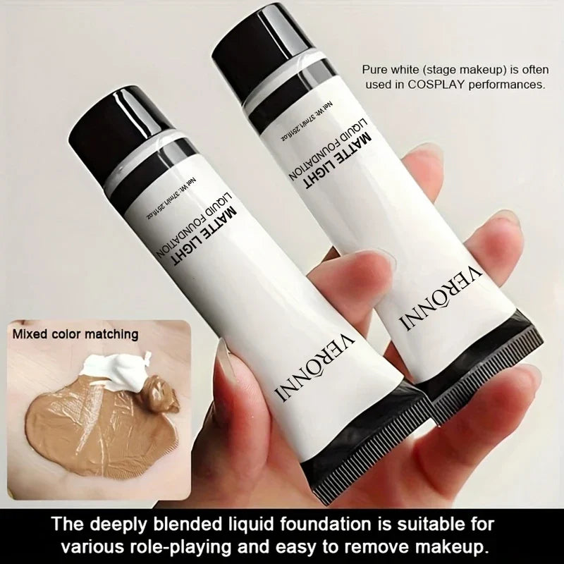 White Liquid Foundation - Full Coverage, Oil Control & Long Lasting, for Stage Makeup, Halloween, Cosplay Makeup (37ml) Lootquake LLC