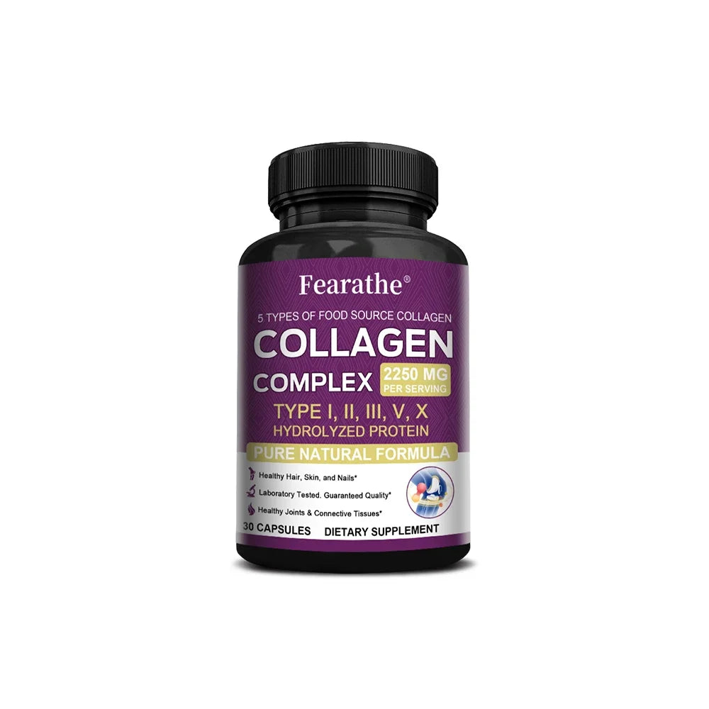 Multi-Collagen Capsules for Men and Women - Hydrolyzed Type I II III V X for Skin, Hair, Nails, Bones, Joints, Nutrition Lootquake LLC