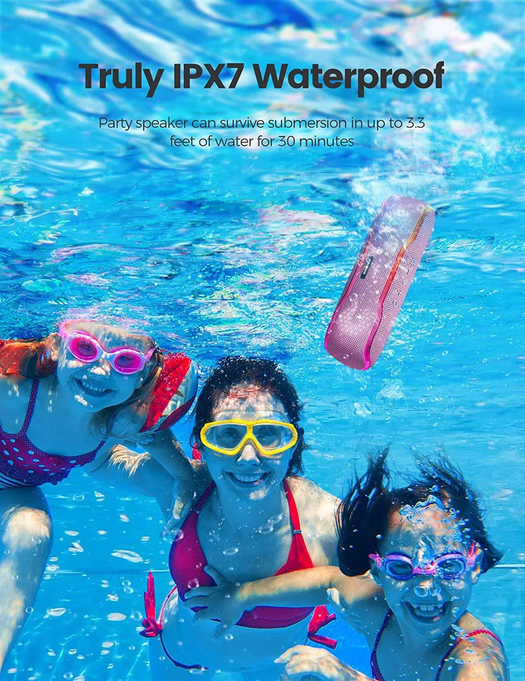 WISETIGER Bluetooth Speaker Outdoor IPX7 Waterproof 25W BT5.3 Loudspeaker Stereo Surround Speaker with Cool Pulsing EQ Lights Lootquake LLC