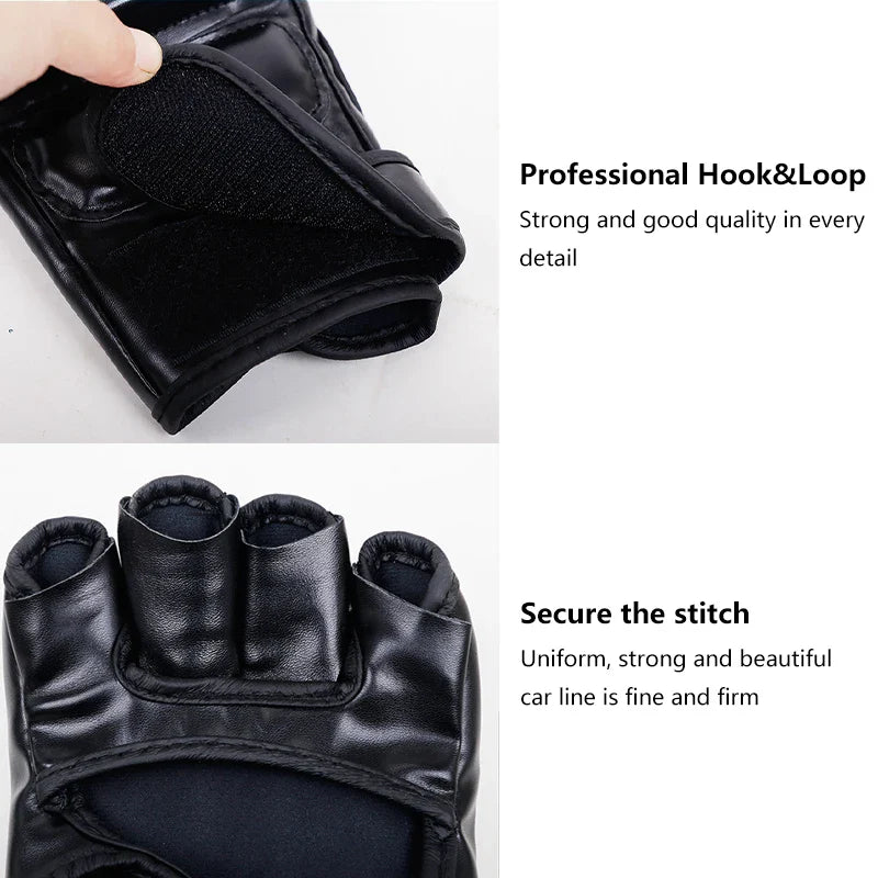 Professional Boxing Training Gloves Half Finger Leather Cushion - SJB-DIAMOND ELITES