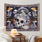 1pc Skeleton mushroom pattern tapestry, moon sun mandala tapestry, room decoration wall hanging Lootquake LLC