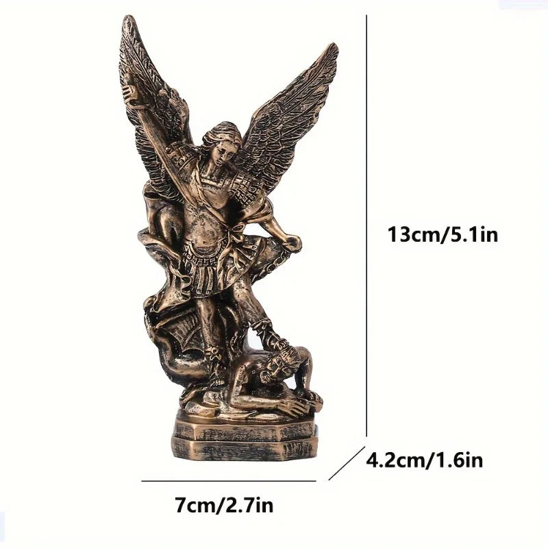 San Miguel Arcangel Statue St Michael Statue in Bronzed Resin St Michael The Archangel victoriously Over Satan Collection