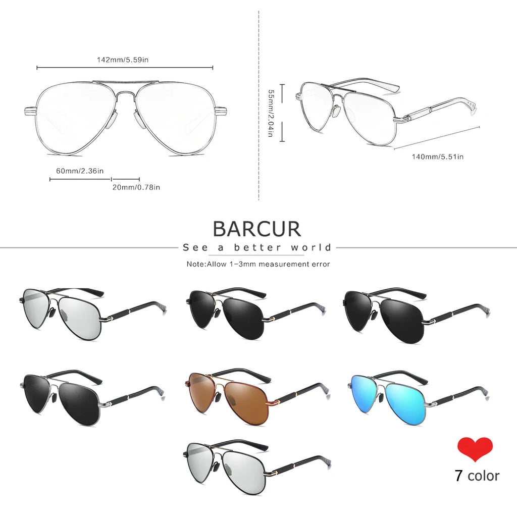 BARCUR Sunglasses Retro Chic Men Fashion Oversized Pilot Style Sunglasses with Mirrored TAC Lenses Durable Stainless Steel Frame for Hiking Outdoor Sports and Sun Protection for Summer Stevvex