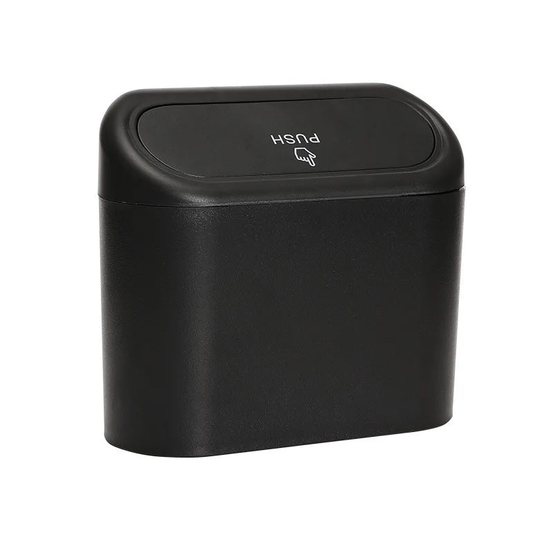 Car Trash Can Door Side Hanging Storage Bucket Lid Mini Box Bin Auto Dust Interior Rubbish Bag Garbage Accessories Push Dustbin