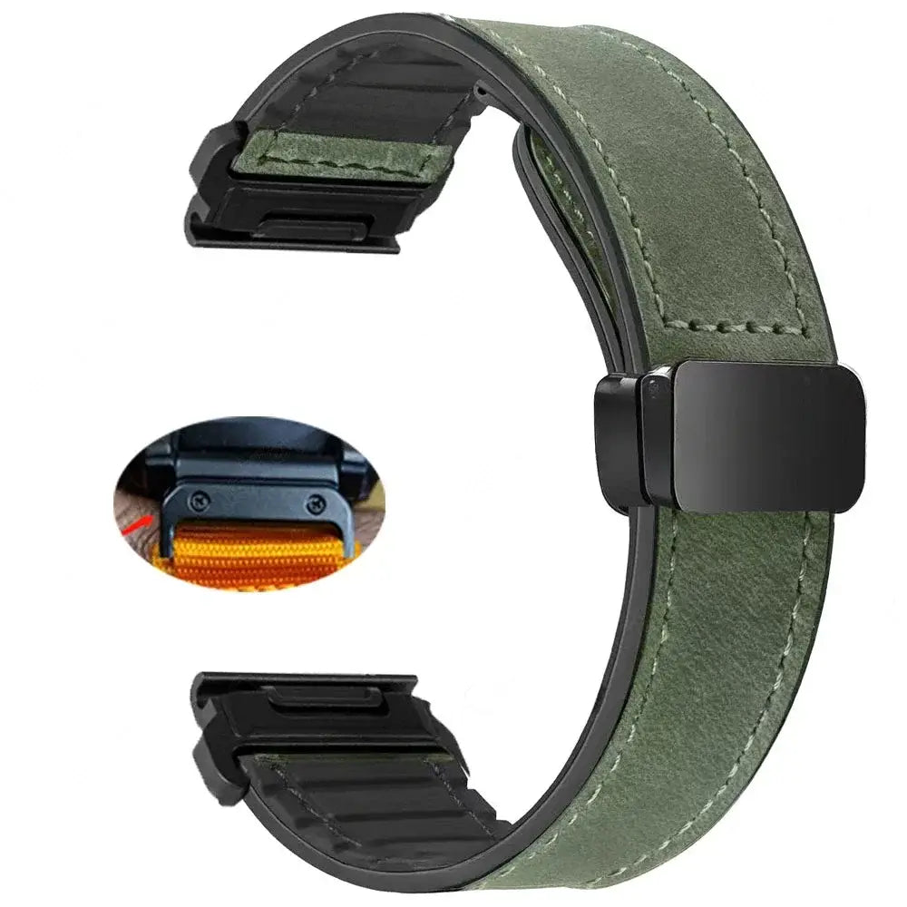 Garmin Soft Leather Band - Magnetic Buckle QuickFit Design - SJB-DIAMOND ELITES