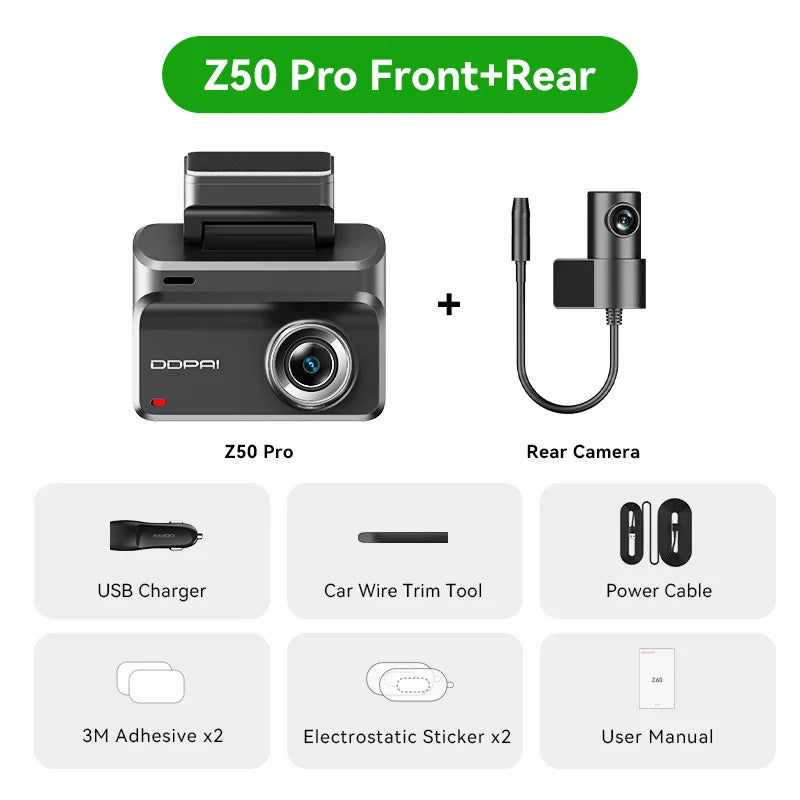 2025 New DDPAI Dash Cam Z50 Pro 4K Car DVR Night Vision 5GHz Wi-Fi GPS ADAS 24h Parking mode Support Front and Rear Camera Lootquake LLC