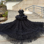 Midnight Princess Gown - Luxury Black Lace Evening Dress Fashioned Furbabies