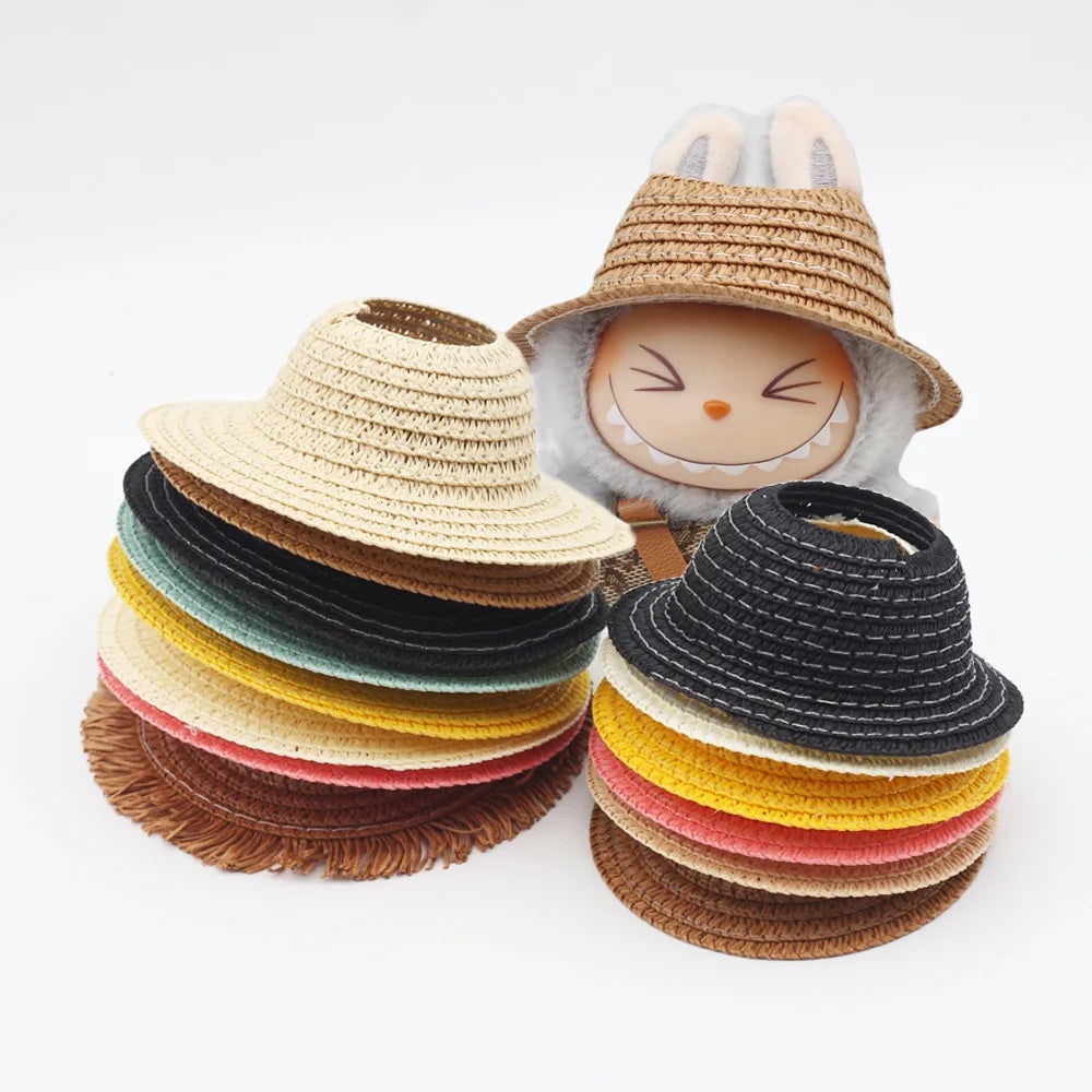 Labubu Hat Open Top Straw Hat Woven Hat Labubu Party Clothing Accessories Countryside Style Labubu Outfit for Sitting Party Lootquake LLC