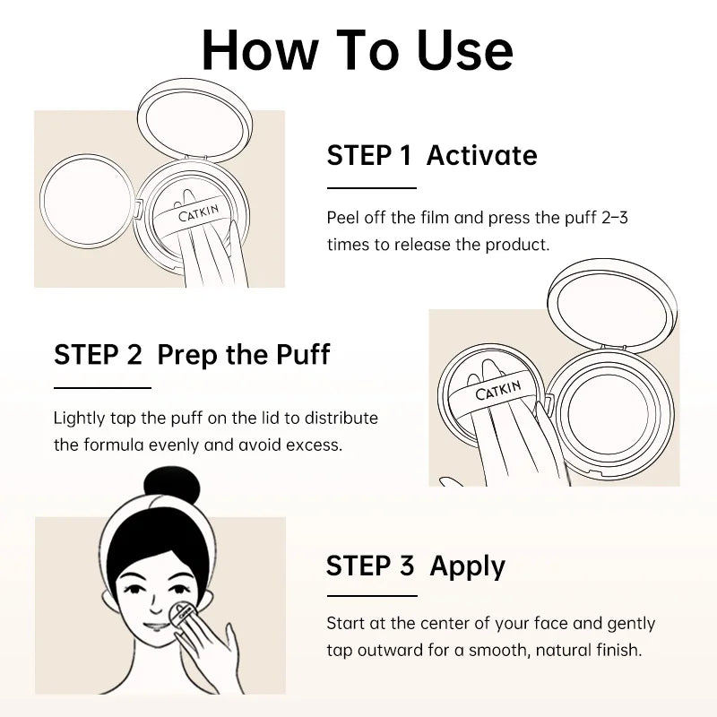 Catkin Phoenix Cushion Foundation Full Coverage, Sheer Satin Finish, Refill Included, Light Beige Lootquake LLC