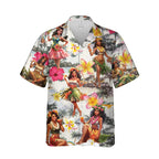 3D Print Hula Girl Graphic Beach Shirts For Men Casual Short Sleeve Hawaiian Dancer Blouses Aloha Beach Button Shirts Mens Tops Lootquake LLC