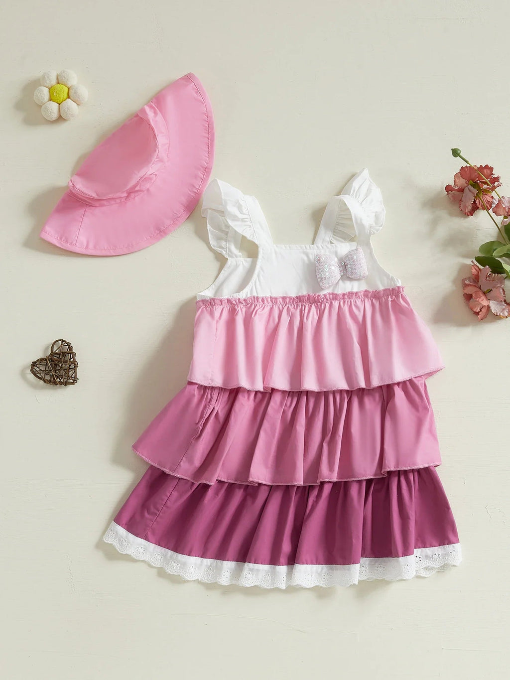 Baby Girl 2-Piece Summer Set Sleeveless Floral Print Dress Matching Sun Hat Toddler Outfit Beach Clothes Lootquake LLC