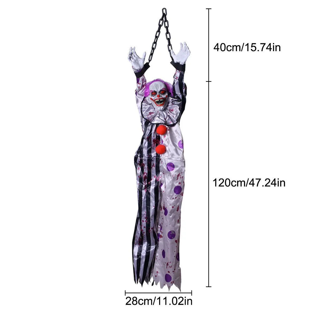 Halloween New Arrival Sound Activated Glowing Talking Hanging Ghost Scary Decor with Clown for Haunted House Party Prop Decor Lootquake LLC