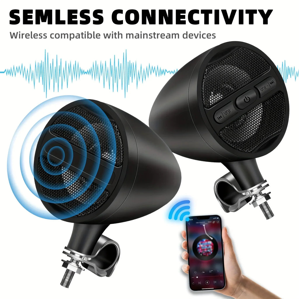 Motorcycle Bluetooth Speakers Wireless Audio System with USB, AUX, Mp3 Music Player Lootquake LLC