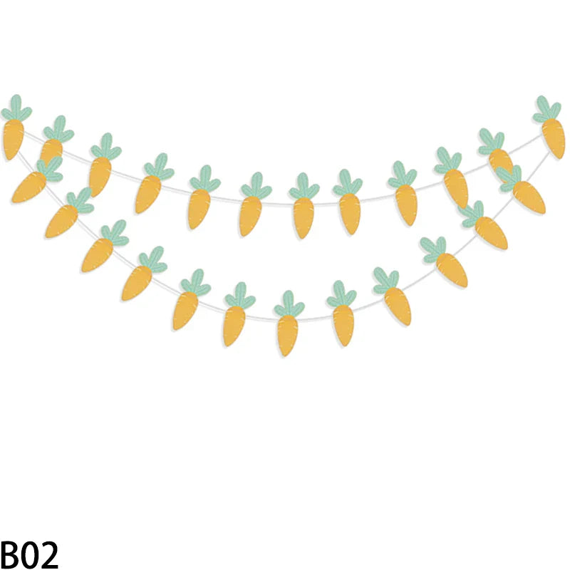 3M Happy Easter Banner Rabbit Carrot Egg Cartoon Bunny Garland Wall Hanging Bunting Flag Easter Party Decoration For Home Lootquake LLC