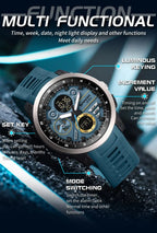SANDA Sports Men's Electronic Watch Fashion Multi functional Waterproof LED Dual Display Men's Electronic Watch 3379