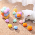 12Pcs/lot Funny Cat Toys Stretch Plush Ball Toys for Cats Colorful Interactive Cat Pom Pom Kitten Toy Pet Supplies  Plush Balls for Training and Kitten Play Stevvex