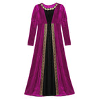 Girls Velvet Medieval Princess Dress Long Sleeve Renaissance Retro Robe Ancient Roman Long Dress for Halloween Carnival Party