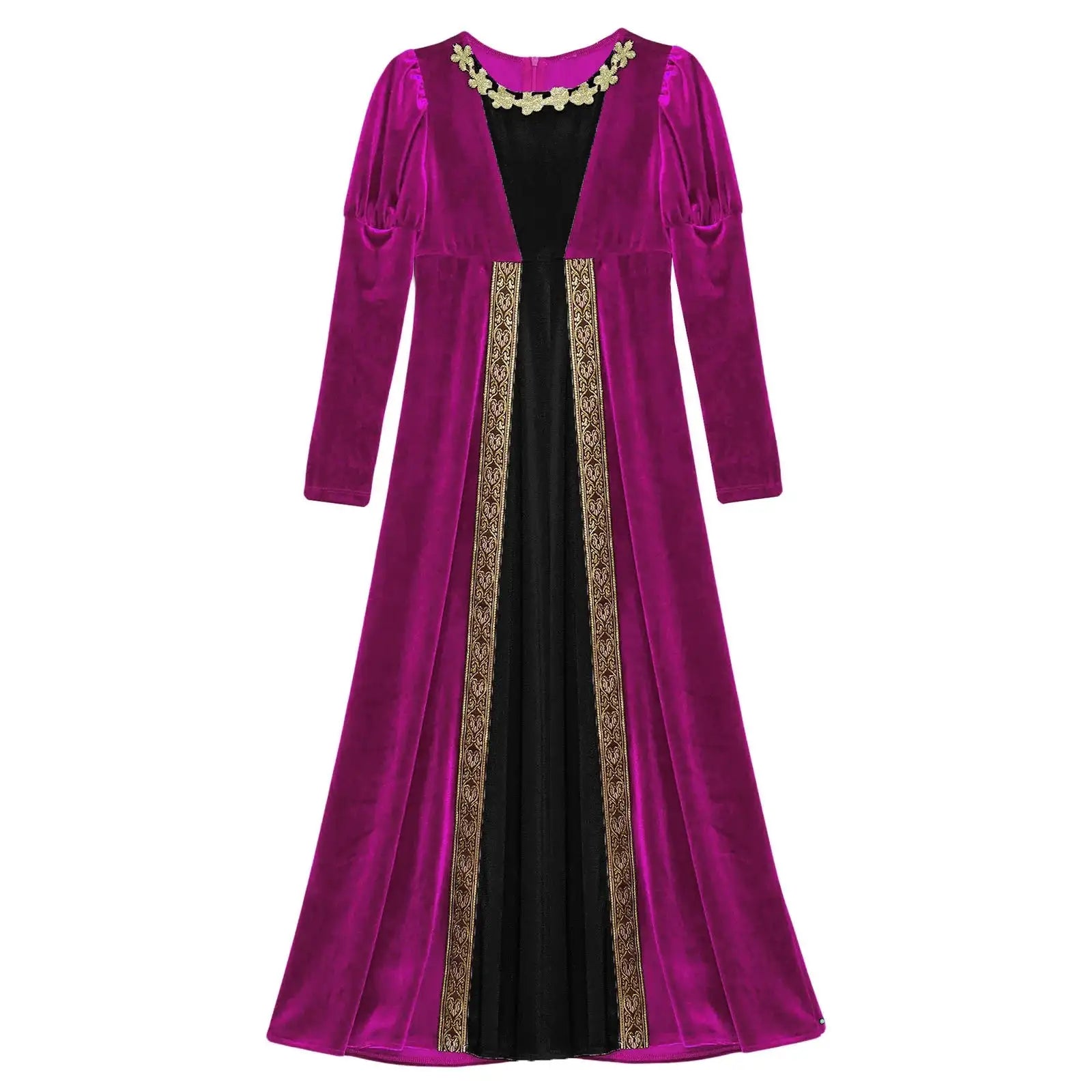 Girls Velvet Medieval Princess Dress Long Sleeve Renaissance Retro Robe Ancient Roman Long Dress for Halloween Carnival Party
