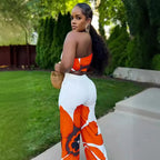 2 Piece Women Sets 2024 New Arrival Summer Autumn Matching Printing Two Pieces Sets Sleeveless Top And Pants Suits Outfits