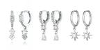 925 Sterling Silver Ear Needle Fashion Hoop Earrings White Crystal Luxury Women's Silver Earrings Wedding Women's Jewelry Gift
