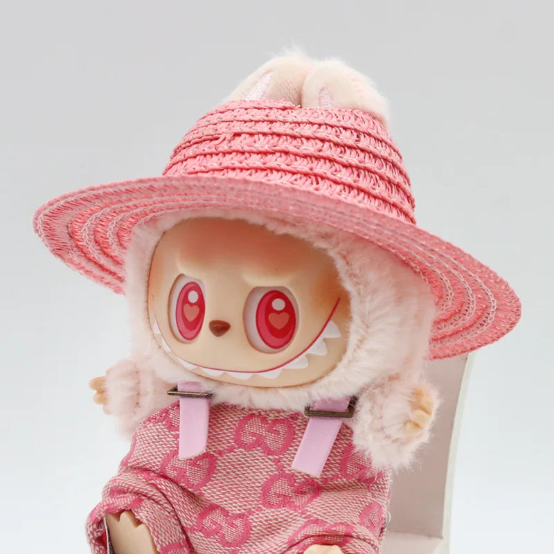Labubu Hat Open Top Straw Hat Woven Hat Labubu Party Clothing Accessories Countryside Style Labubu Outfit for Sitting Party Lootquake LLC