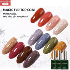 Vendeeni 15ml Furs Fluff Top Coat Gel Nail Polish Glossy Matte Effect UV LED Gel Varnish DIY Plush Velvet Top Coat For Nail Art