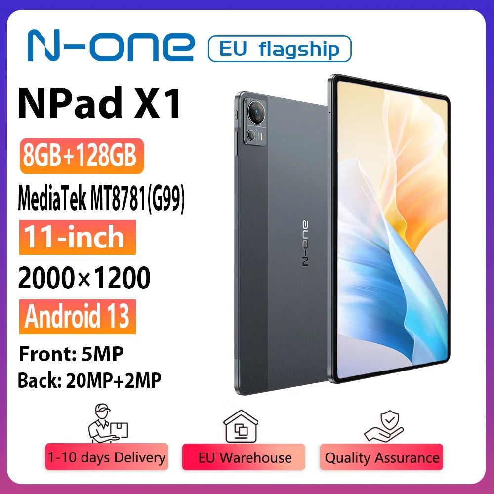 N-one NPad X1 MTK G99 8-Cores Tablet 10.95'' Android 13 Fast Charging 8600mAh MAX 16GB 128GB 2000*1200 FHD 4G LTE Support L1 Lootquake LLC
