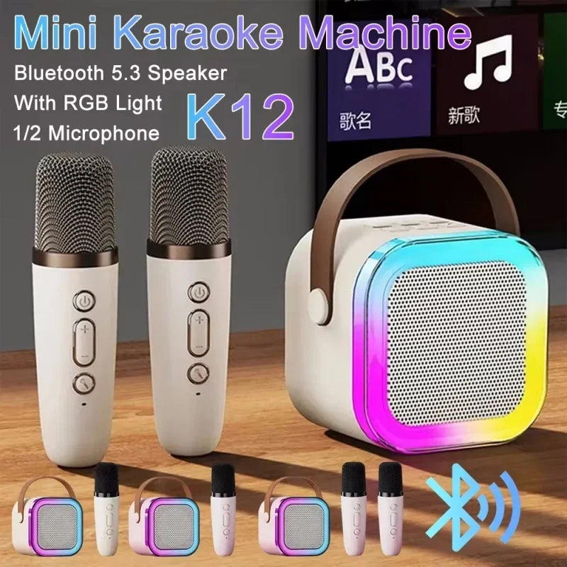 K12 Bluetooth Karaoke Machine Portable  5.3 PA Speaker System with 1-2 Wireless Microphones Home Family Singing Children's Gifts Lootquake LLC