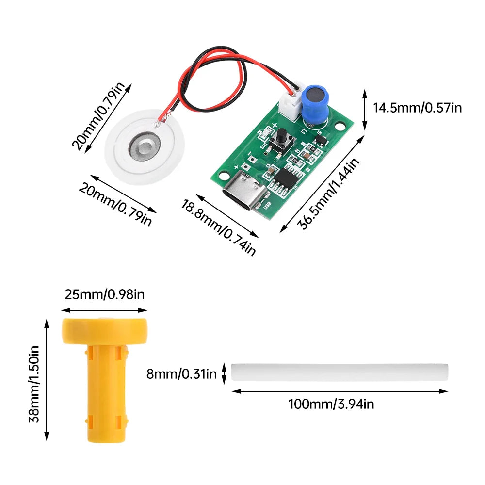 DC5V Type-C Ultrasonic Mist Maker Atomizer Transducer Atomizer Film Plate Accessories Single Spray Mini Humidifier Lootquake LLC