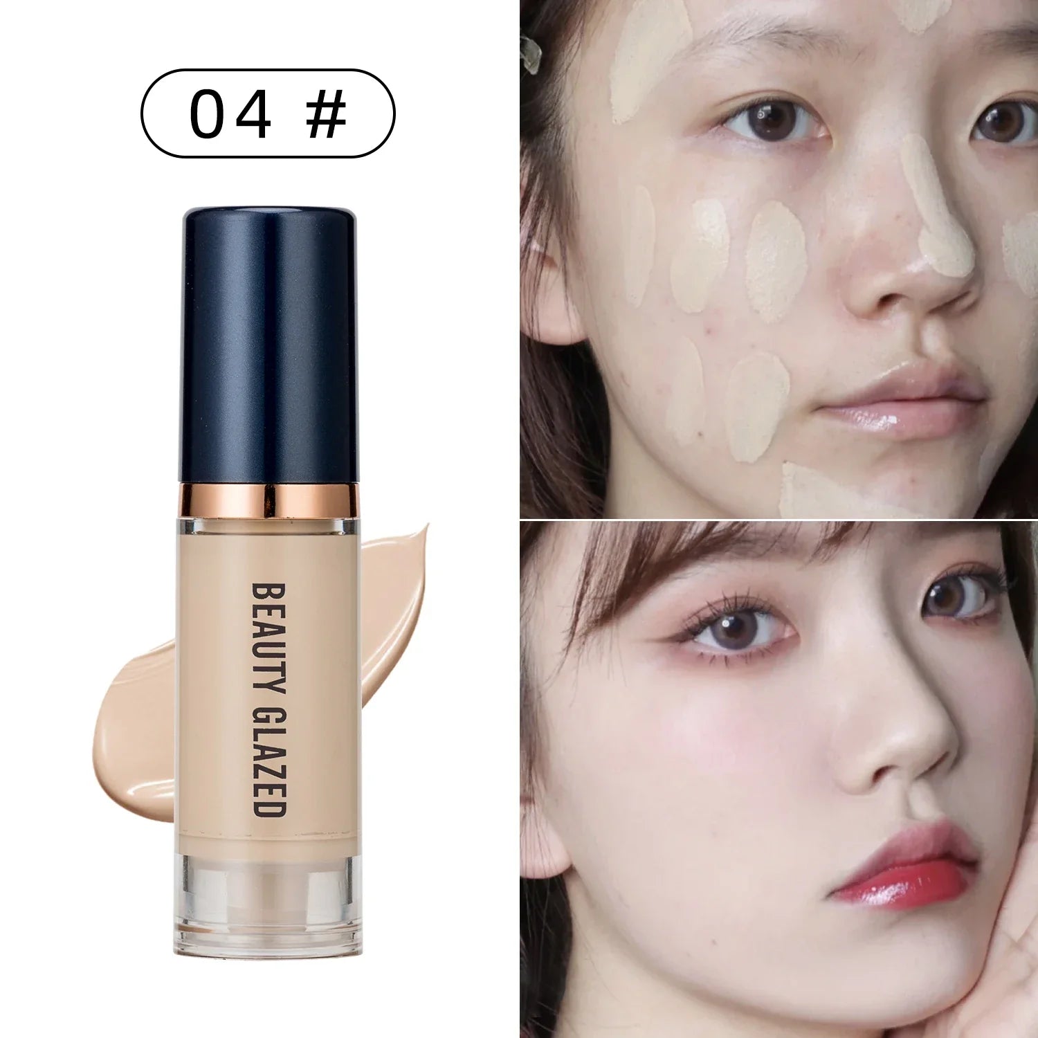 BEAUTY GLAZED 6 Color Liquid Foundation,Full Coverage, Long-Lasting, Waterproof, Natural Effect,Hydrating Lootquake LLC