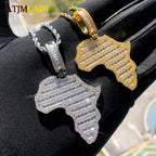 New Arrive Rectangle Cubic Zirconia CZ Paved Bling Africa Map Shaped Pendant Necklace Hip Hop Men Boy Cool Meaning Jewelry Lootquake LLC