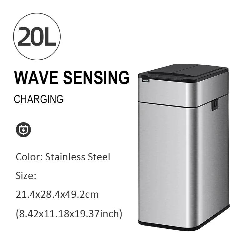 Smart Trash Can 20 liters Large Capacity Wastebasket Stainless Steel Kitchen Garbage Bin 15 liters Automatic Sensor Trash Bin Lootquake LLC