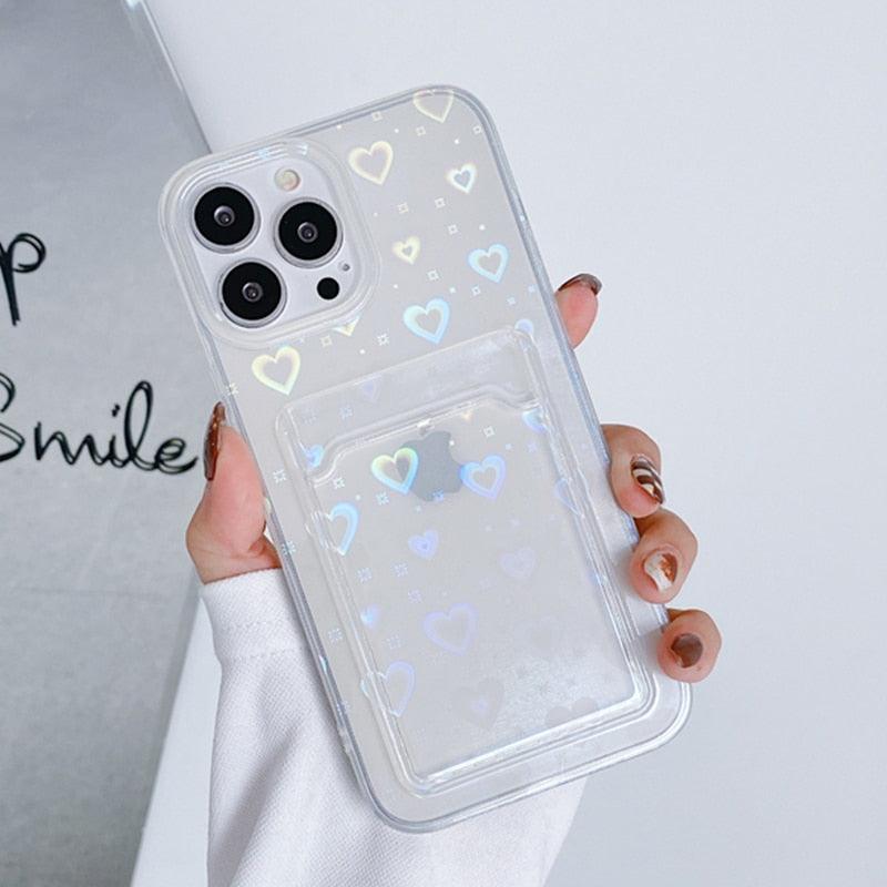Cute Card Holder Silicone Case Compatible with iPhone Case Wallet Card Phone Case For iphone 13 14 Pro Max Mini Silicone Card Holder Slim Fit Thin Protective Cover Stevvex
