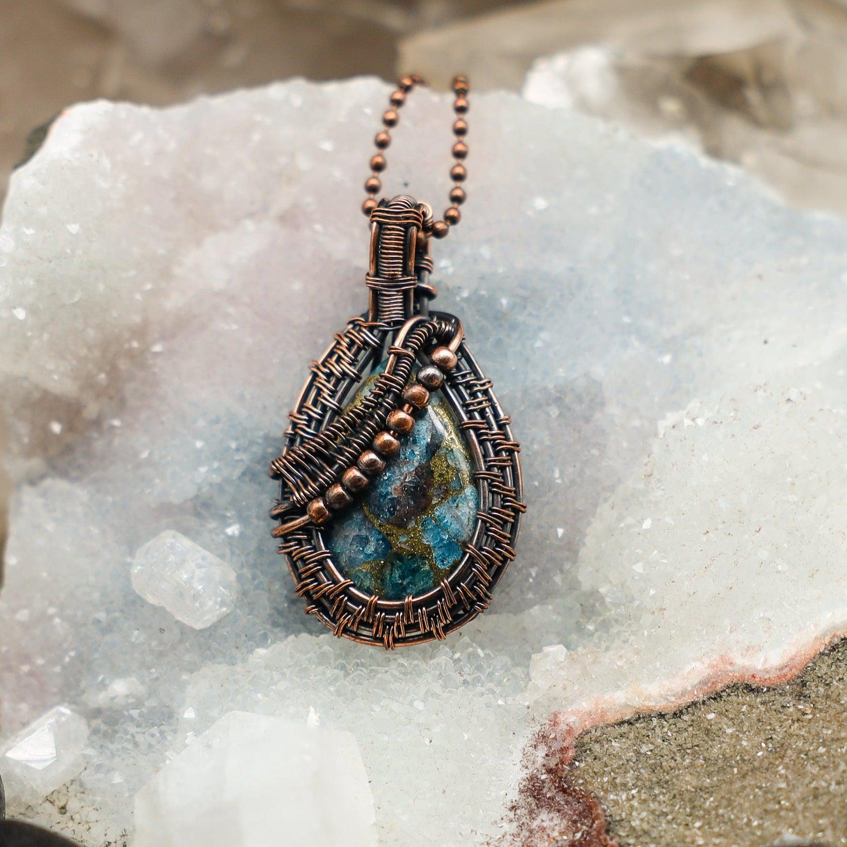 Sea Sediment Jasper Wire Wrap Crystal Pendant #1 - SJB-DIAMOND ELITES