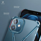 Luxury Phone Case For iPhone 12 Pro Metal Frame Shape Shockproof Cover Bumper Back Cool Case Aluminum Metal X-Frame Support Bumpers Compatible iPhone Stevvex