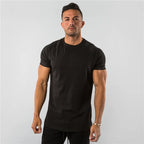 Cotton Plain Tops Tees Fitness Mens THRIXINE