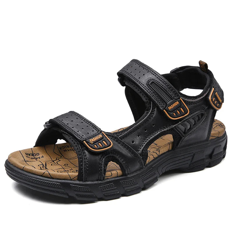 Outdoor Wading Summer Sandals For Men Anti Slip Cool Leather Slides With Arch Support and Massage Plus Size Beach Sandalias Lootquake LLC
