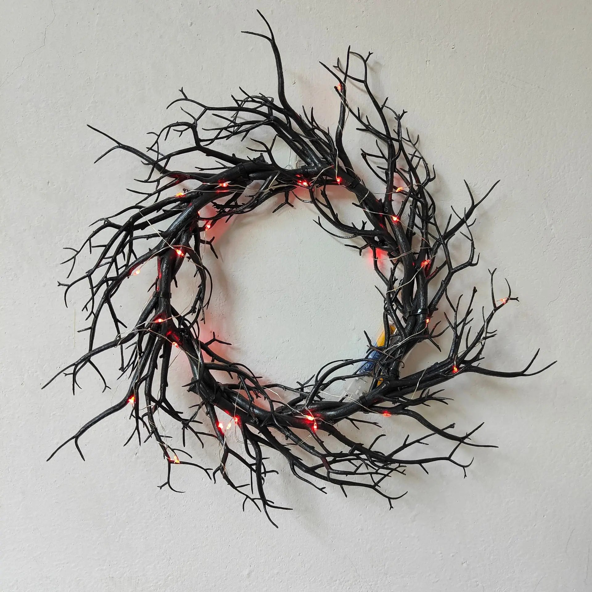 Halloween Wreath Black Branch Garland with LED Light Horror Party Haunted Festival Branch Wreath Hanging Room Halloween Decor Lootquake LLC