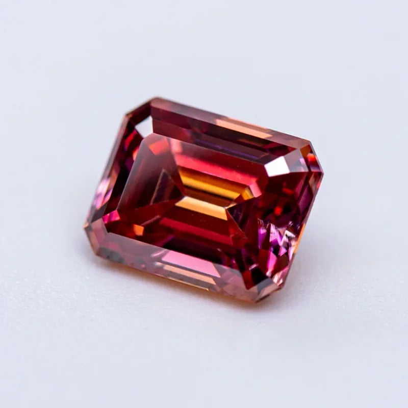 Moissanite Stone Emerald Cut Watermelon Red Color Lab Grown Gemstone Diamond Charms Woman Jewelry Making With GRA Certificate
