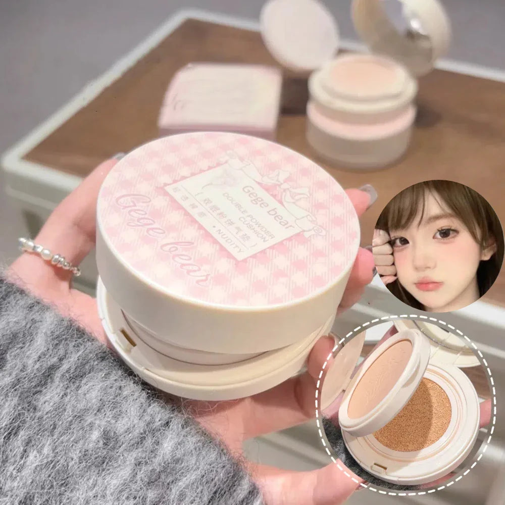 Matte Face Pressed Powder Oil Control Natural Full Coverage Moisturizing Whitening Foundation Cream Base Makeup 2 In 1 Cosmetic Lootquake LLC