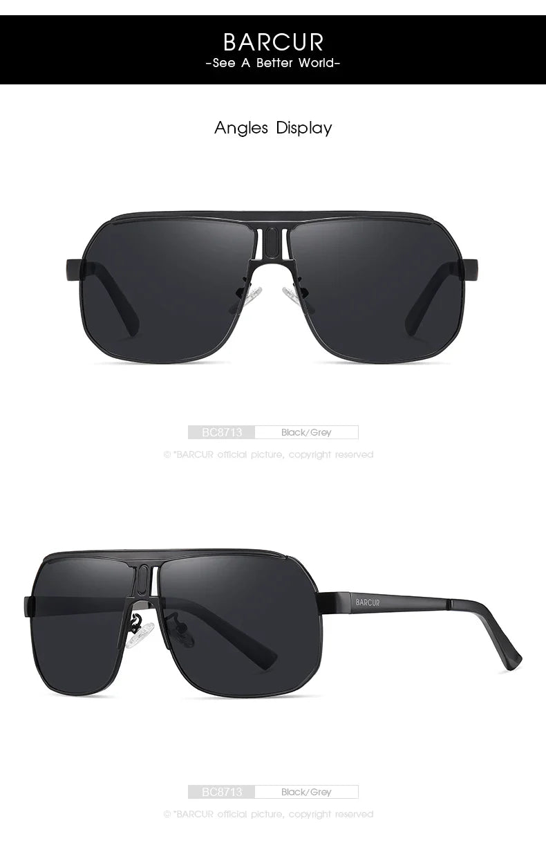 BARCUR Polarized Sunglasses for Men – Trendy UV400 Gradient Lens Oval Comfortable Frame Sports Driving Hiking Fishing Outdoor Fashion Eyewear with Durable Stainless Steel Frame – Casual Apparel Accessory Gift for Him Stevvex