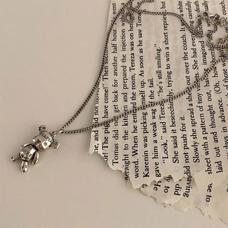 Fashion Trend Engraved Alphabet Bear Pendant Cute Animal Necklace Mens Womens Charm Hip Hop Party Street Jewelry Gifts Lootquake LLC