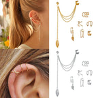 LATS Gold Color Leaves Ear Cuffs, Black Non-Piercing Ear Clip Earrings for Women & Men Lootquake LLC